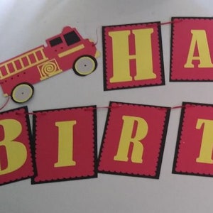 Happy Birthday Fireman/Firetruck Theme Banner