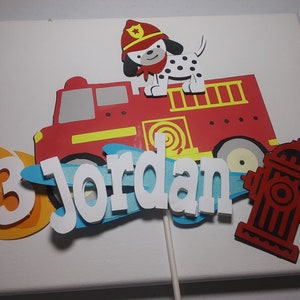 Firetruck themed cake topper (Personalized)