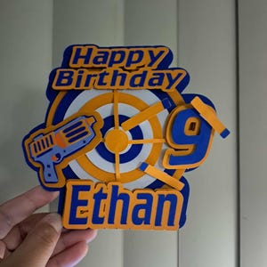 NERF inspired cake toppers/2styles!/ darts/custom name/birthday
