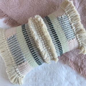 SOFT STRIPES PILLOW // 18x12" Cushion // Boho Decor, Fringe Pillow, Accent Pillow, unique home decor
