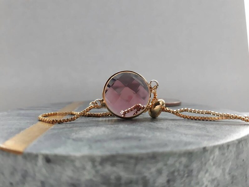 25/% OFF Adjustable Bracelet Brass Glass Charm Bracelet SALE Brown Burgundy Rose Gold Slide Bracelet
