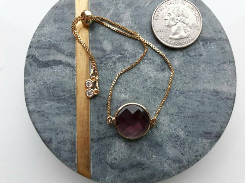 25/% OFF Adjustable Bracelet Brass Glass Charm Bracelet SALE Brown Burgundy Rose Gold Slide Bracelet