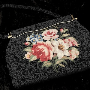 c1950.s Beaded and Petite Point Evening Bag