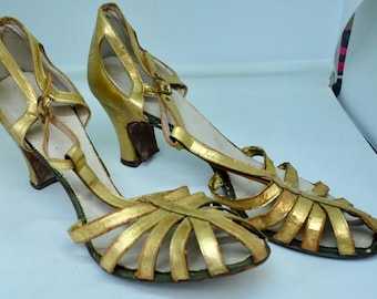 c1920s Gold Evening Shoes
