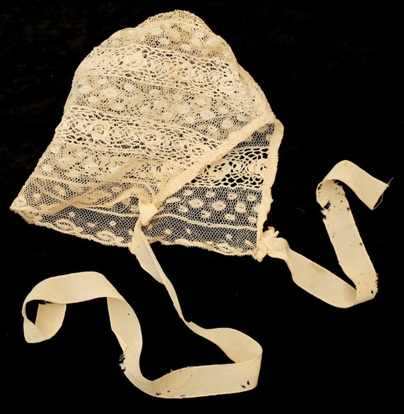 Edwardian Lace Baby Bonnet - image 1