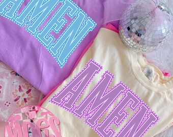 Camiseta cristiana con colores AMEN, cuello redondo cristiano Gildan, ropa de primavera, camiseta Gildan