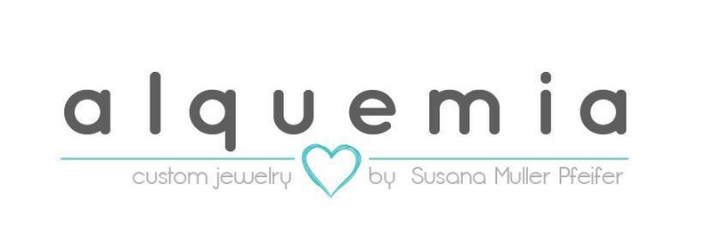 May include: Alquemia custom jewellery by Susana Muller Pfeiffer, a logo with grey text and a turquoise heart.