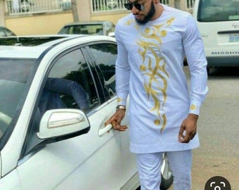 African mens senator attire outfits dresses, wedding suits wears for family matching groomsmen’s boyfriend, embroidered clothing caps Ankara