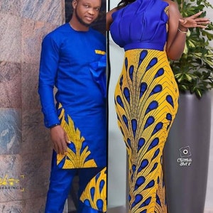 African Couple&#39;s Matching Ankara Outfit: Dashiki Wedding Attire