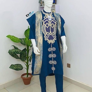 3pc Aso Oke Traditional wears, African men clothing, wedding suits, attires fashions