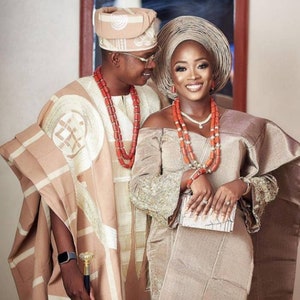 Matching Aso Oke Wedding Outfit: Traditional Nigerian Attire
