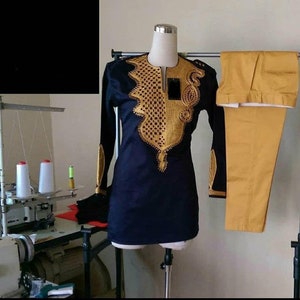 Embroidered African Menswear: Dashiki Outfit, Wedding Attire