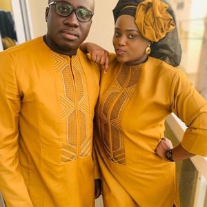 Handmade African Couples Outfit: Matching Dashiki Prom Suit