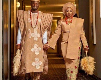 Abiti da sposa Aso Oke coordinati: abiti tradizionali nigeriani per sposi e spose