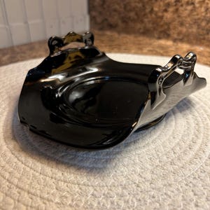 Vintage L.E. Smith Black Amethyst Glass Rolled Serving Plate, Mt. Pleasant Pattern