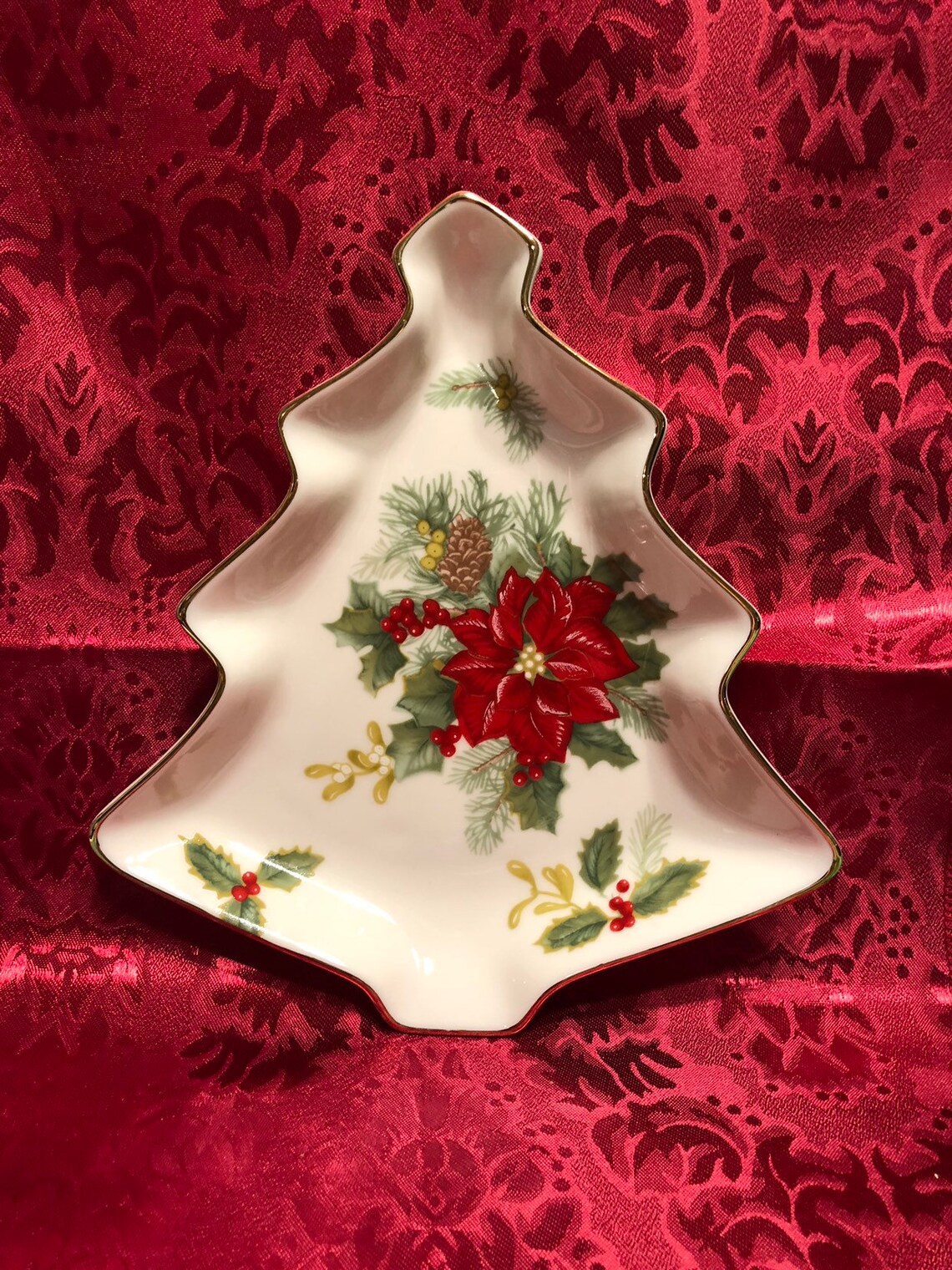 Mikasa Holiday Bloom Chirstmas Tree Candy Dish FK026 Etsy