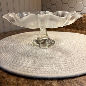 Vintage Mikasa Crystal Christmas Footed Platter
