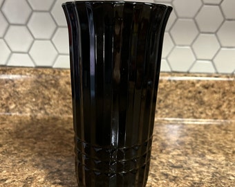 Vintage Black Amethyst Glass Art Deco Style Vase FTDA