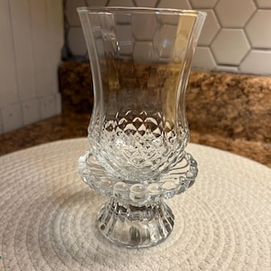 Vintage HOMCO Peg Style Votive Cup Candle Holder- Single Clear Glass Diamond Texture on Bottom.  Stand not included
