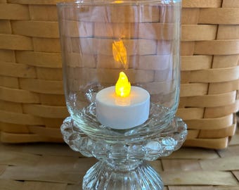 Vintage Glass Votive Cup – Diamond Crosshatch Peg Candle Holder - Stand and Candle Not Included