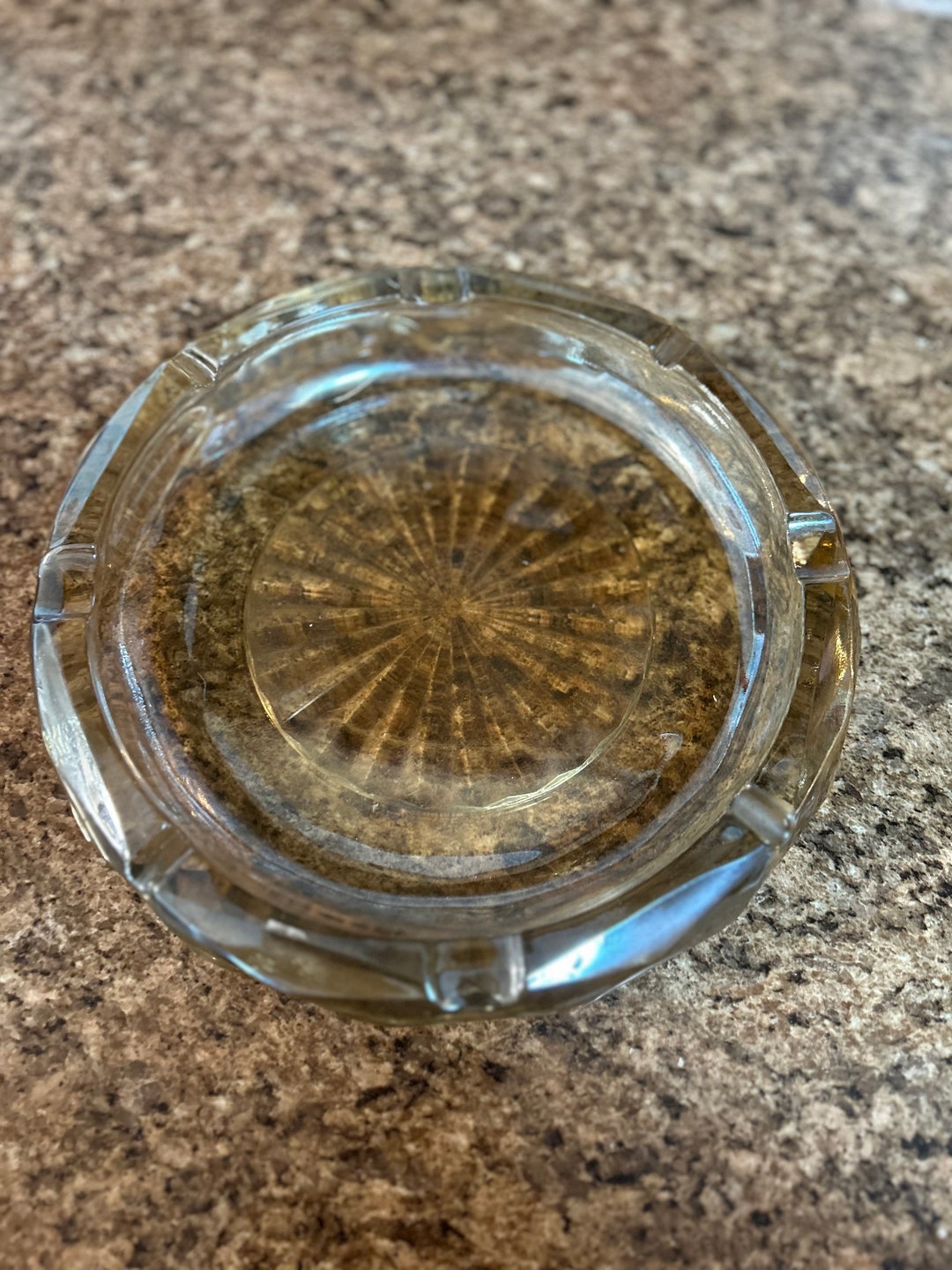 Vintage Iridescent Glass Ashtray Etsy