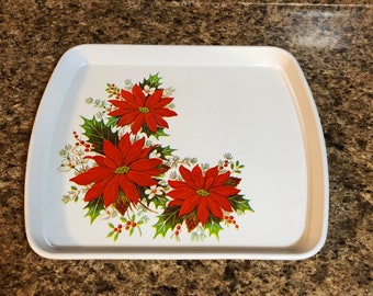 Vintage Plastic Poinsettia Tray