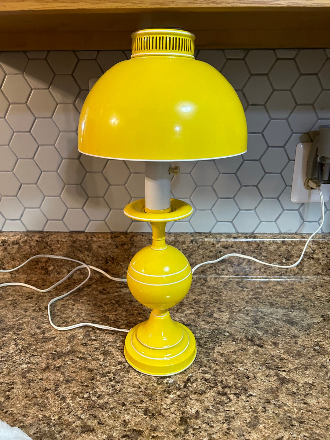 Vintage Bright Yellow Mushroom Lamp Etsy