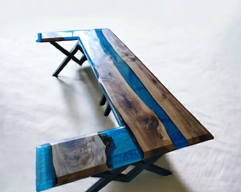 Live Edge Walnut Desk: Custom Epoxy Resin River Desk