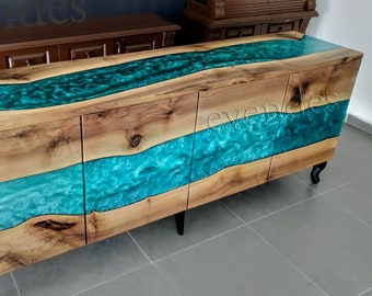 Walnut Wood & Epoxy Resin Console Table - Custom Made