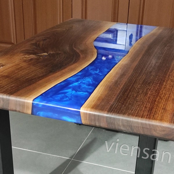 Resin dining table, epoxy table, decor, wood dining table, river table, office desk, walnut wood, live edge table, epoxidharz tisch