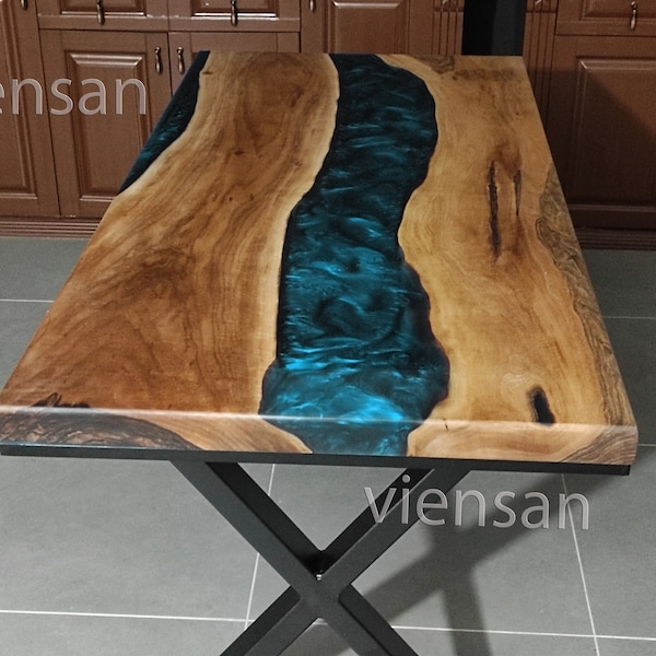 Epoxy table, kitchen table, decor, wood dining table, resin table, office desk, walnut wood, river table, epoxidharz tisch