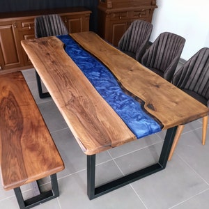 Amazing, Epoxy table, walnut wood, live edge table, decor, office desk, river dining table