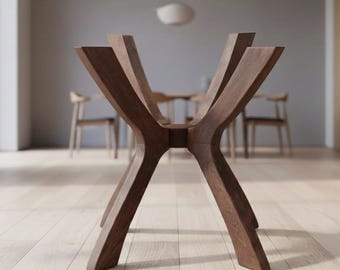 Viensan Heavy Duty Beech Wood Spider Legs, Round or Square Base for Glass, Wood or Marble Tops, Dining, Side & Coffee Table