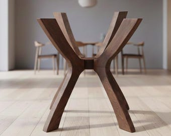 Viensan Heavy Duty Beech Wood Spider Legs, Round or Square Base for Glass, Wood or Marble Tops, Dining, Side & Coffee Table