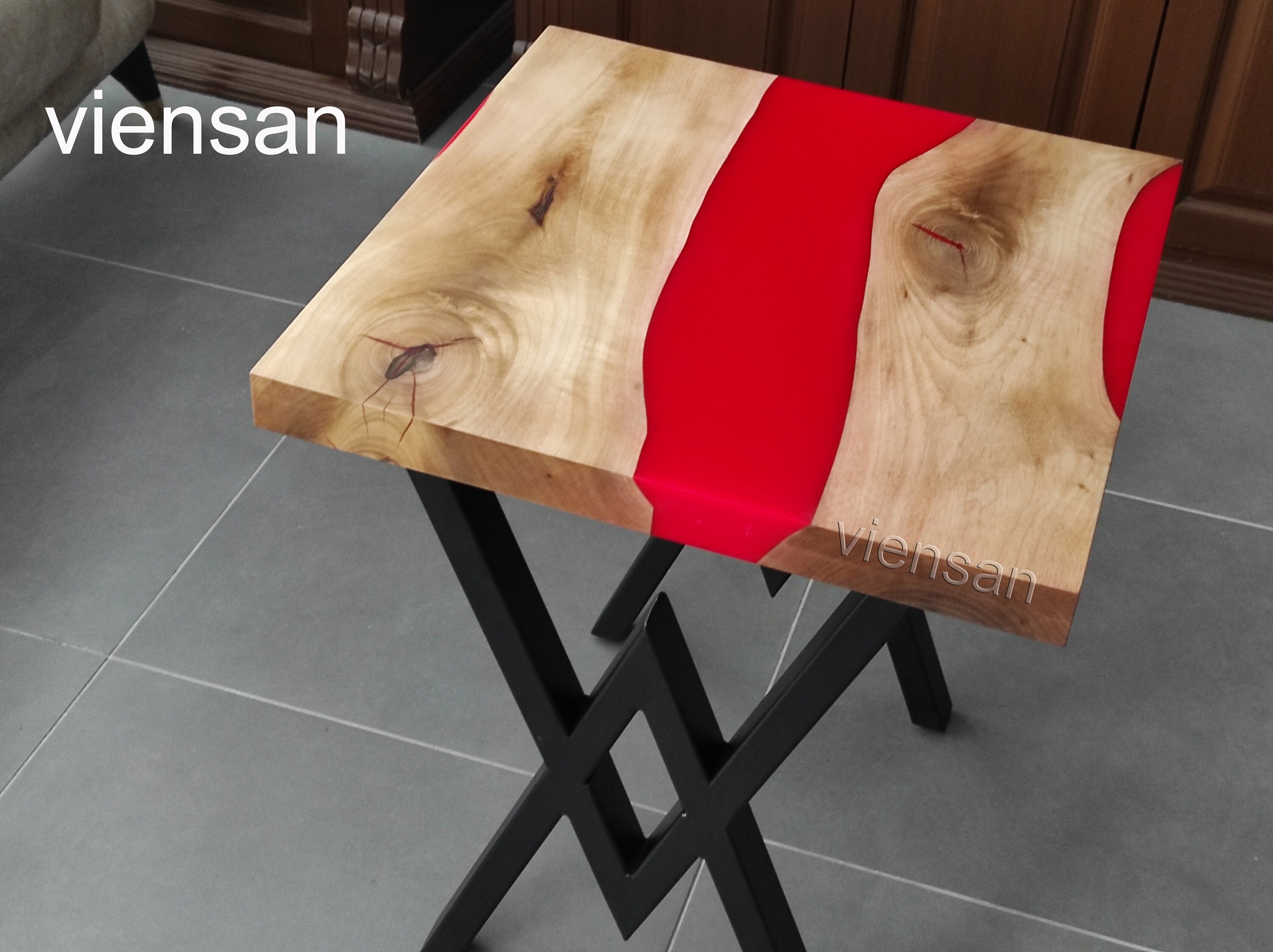 Red Epoxy Resin Epoxy Table Walnut Wood Decor River Table