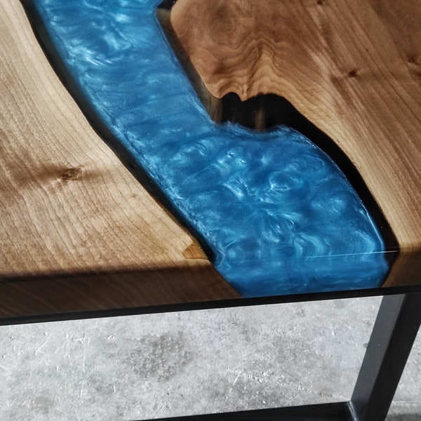Kitchen table, sea blue, epoxy table, decor, wood dining table, river table, office desk, walnut wood, live edge table, epoxidharz tisch