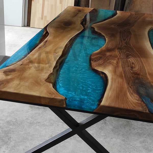 Kitchen table, epoxy table, decor, river dining table, office desk, live edge table, walnut wood, river table, epoxidharz tisch, resin table