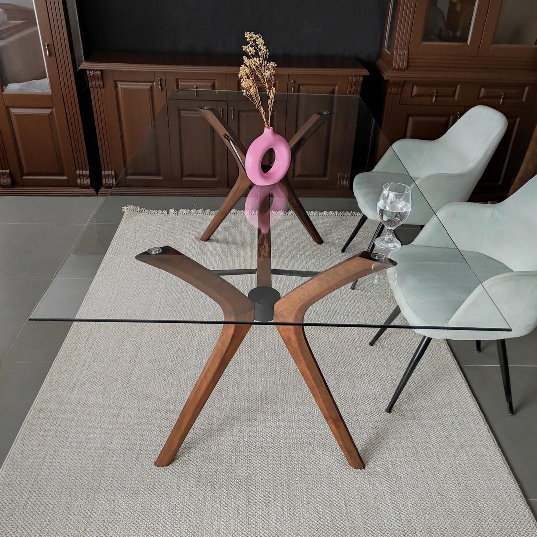 Glass Table Top Base, Table Base for Glass Top, Beech Wood Table Legs - Perfect for DIY Tables ...