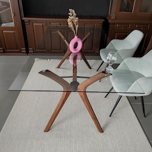 Glass table top base, Table base for glass top, Beech Wood Table Legs - Perfect for DIY Tables and Furniture Projects