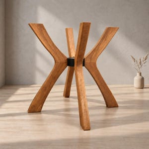 Viensan Heavy Duty Beech Wood Table Base, Spider Legs for Glass, Wood or Marble Tops, Round or Square Dining, Coffee & Side Table