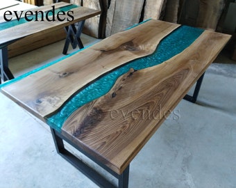 Walnut River Table Epoxy Live Edge Desk