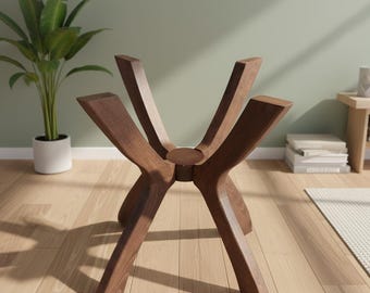 Viensan Heavy Duty Beech Wood Table Base, Spider Legs for Glass, Wood or Marble Tops, Round or Square Dining, Coffee & Side Table
