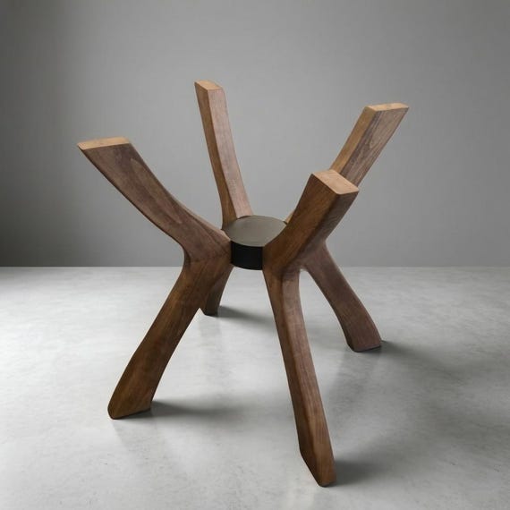Viensan Heavy Duty Beech Wood Table Base, Spider Legs for Glass, Wood or Marble Tops, Round or Square Dining, Coffee & Side Table