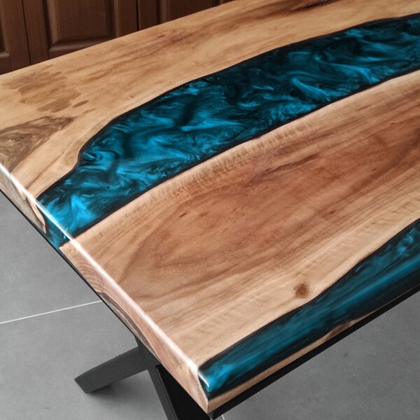 Resin table, epoxy table, decor, wood dining table, kitchen table, office desk, walnut wood, river table, epoxidharz tisch