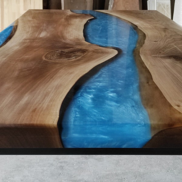 Kitchen table, decor, epoxy table, wood dining table, resin table, office desk, live edge table, walnut wood, river table, epoxidharz tisch