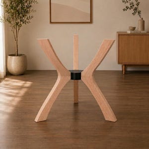 Viensan Heavy Duty Beech Wood Table Base, Spider Legs for Glass, Wood or Marble Tops, Round or Square Dining, Coffee & Side Table