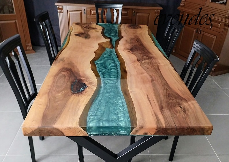 Epoxy tafel walnoot hout decor rivier tafel handgemaakt | Etsy
