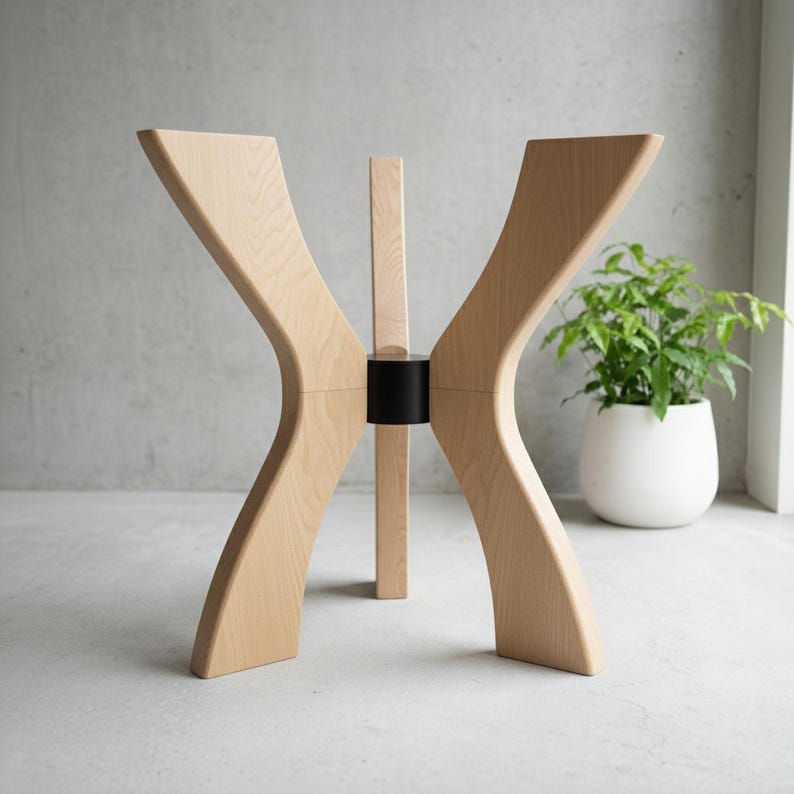 Viensan Heavy Duty Beech Wood Spider Legs, Round or Square Base for Glass, Wood or Marble Tops, Dining, Side & Coffee Table image 10
