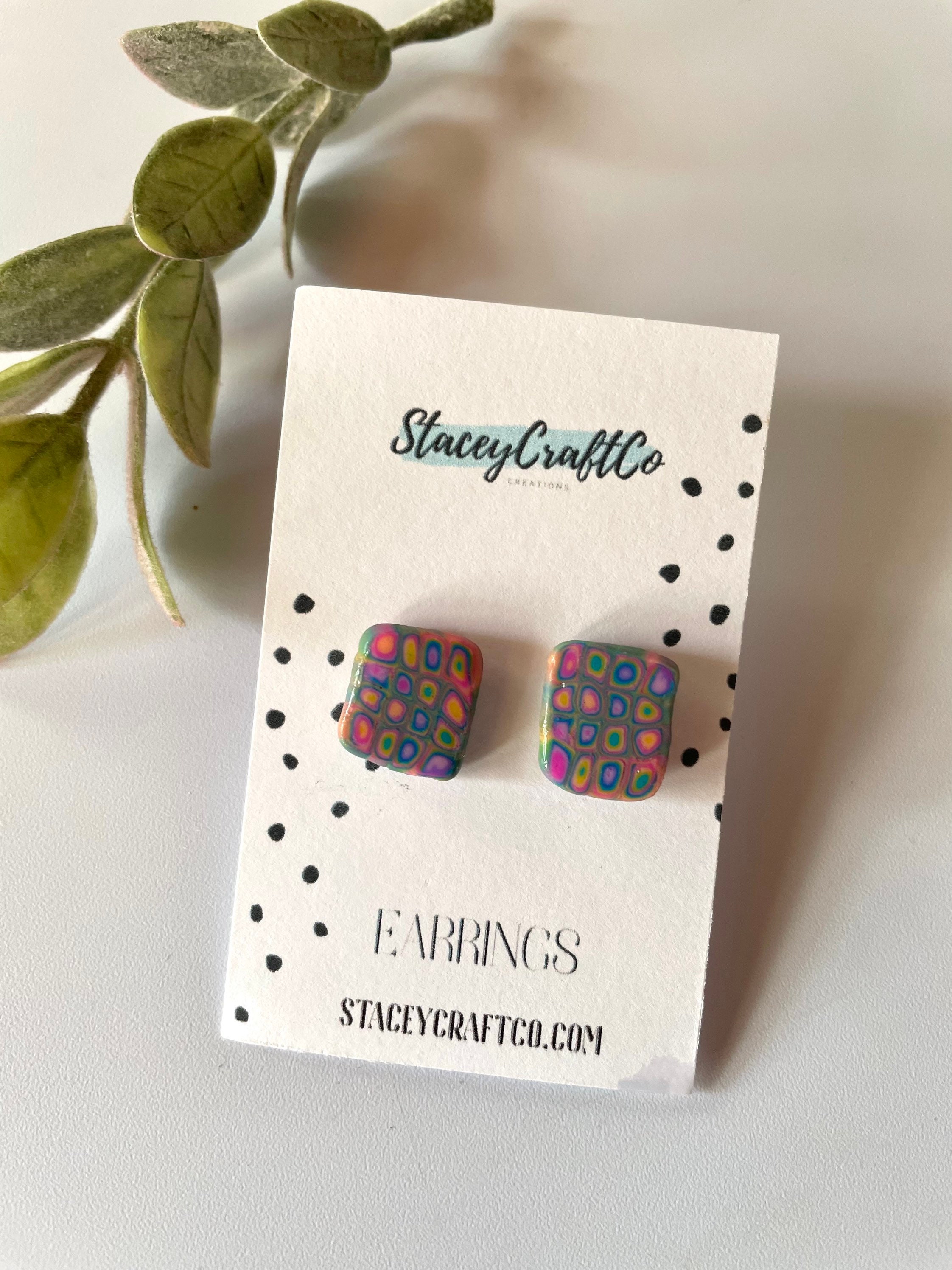 Polymer stud earrings handmade gift unique Etsy
