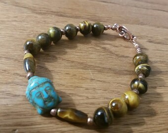 Buddha Head with Tiger Eye Stone